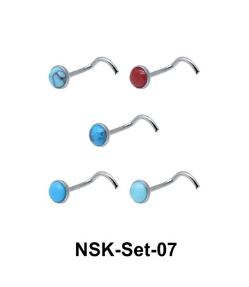 5 Silver Nose Stud Sets NSK-SET-07